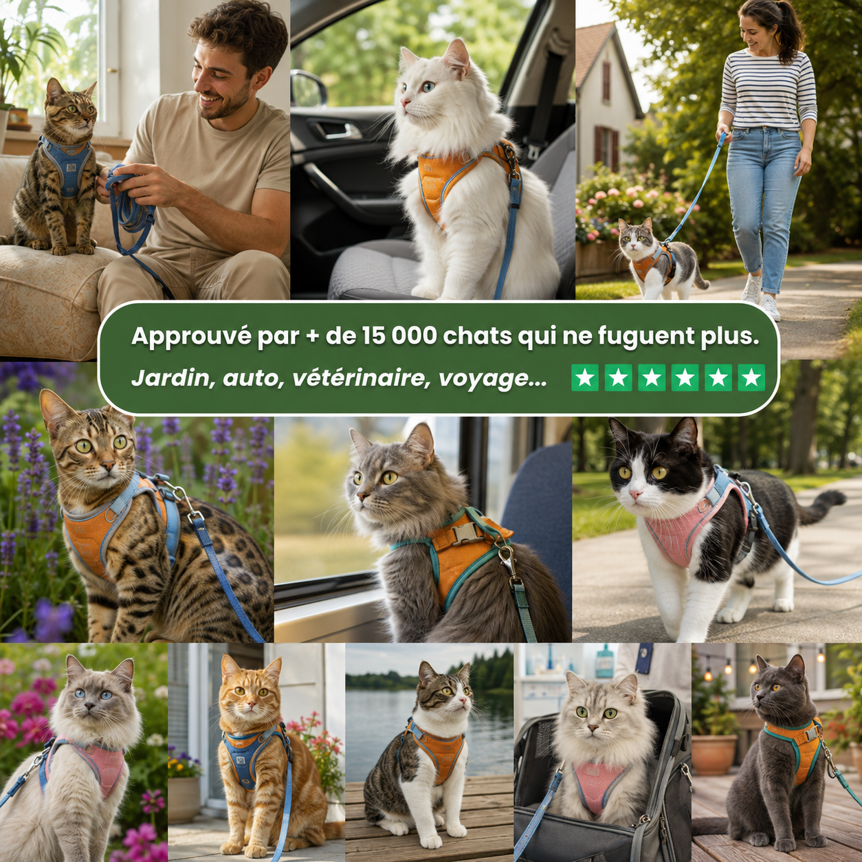 Harnais Anti-Fugue pour Chat + Laisse